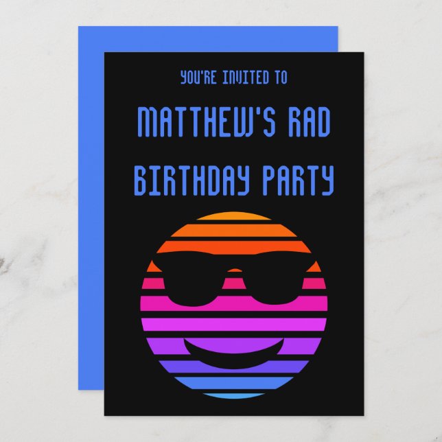 High Tech Cool Emoji Boys Birthday Party Invitation (Front/Back)