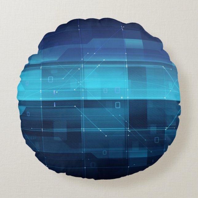 High tech digital background round cushion (Front)