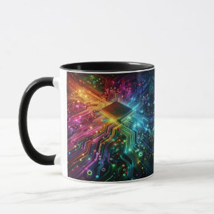 High Tech Rainbow Circuit Board Mug