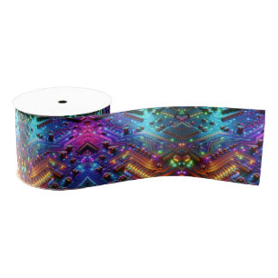 High Tech Rainbow Circuit Board Ribbon Grosgrain Ribbon