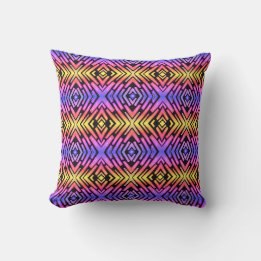 High Tech Sci Fi Neon Purple Yellow Pink Cushion