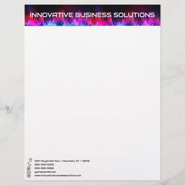 High Tech Sound Waves Custom Letterhead (Front)