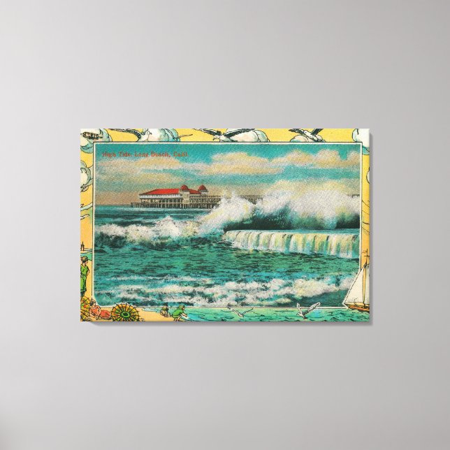 High Tide at Long Beach, California Canvas Print (Front)