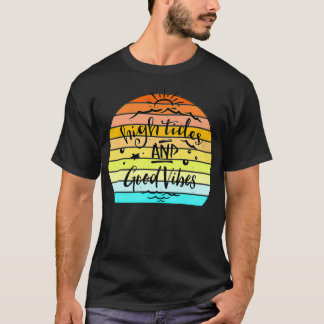 High Tides And Good Vibes Vintage Retro Sunset T-Shirt