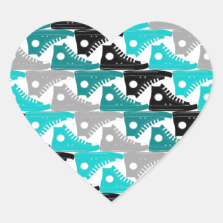 High Tops Teal-n-Black Shoes Heart Sticker