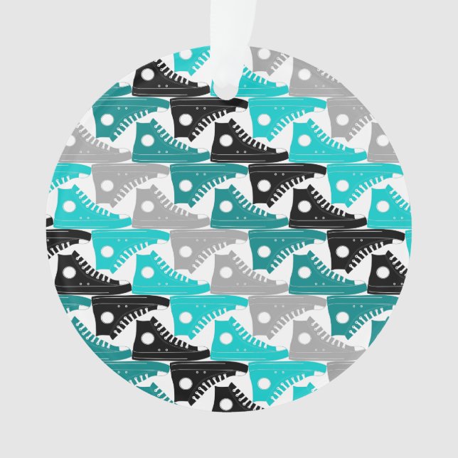 High Tops Teal-n-Black Shoes Ornament (Front)