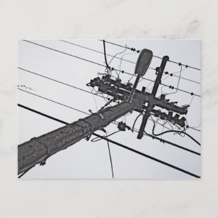 High Voltage - black and white industrial photo Postcard