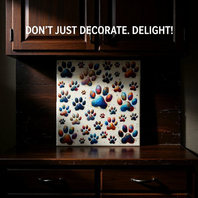  High-voltage coloured canine paw print  Ceramic Tile (Creator Uploaded)