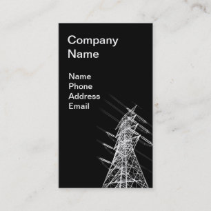High Voltage Power Mast in Reverse Silhouette Business Card