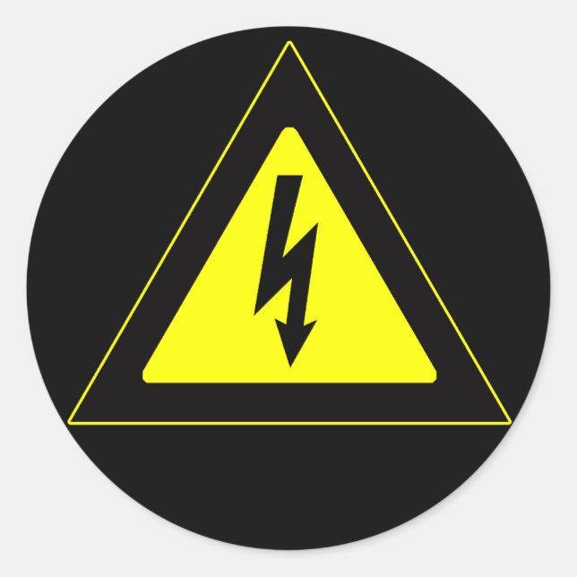 High Voltage Warning Sign Classic Round Sticker (Front)