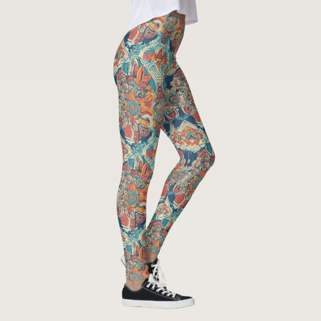 High-Waist Yoga Leggings with Unique Pattern (Right)