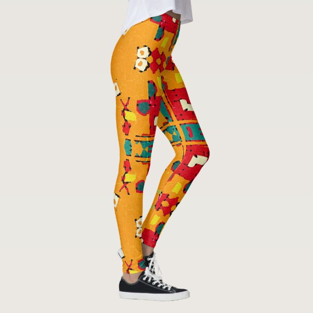 High-Waist Yoga Leggings with Unique Pattern (Right)