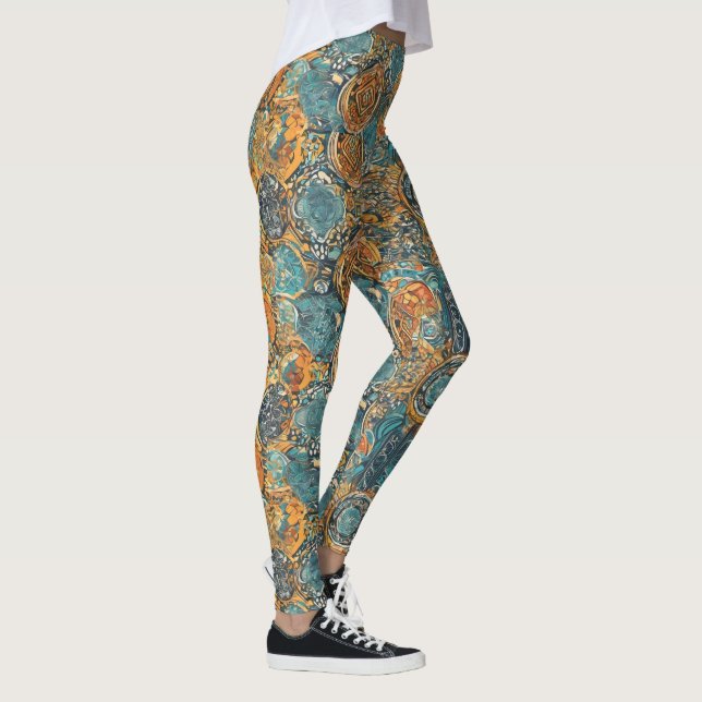 High-Waist Yoga Leggings with Unique Pattern (Right)