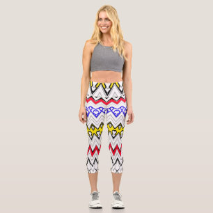 High Waisted Capris, A classic zigzag pattern Capri Leggings