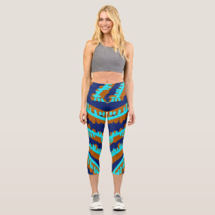 High Waisted Capris, A trendy multicolor design C Capri Leggings