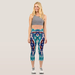 High Waisted Capris, An unique geometric design  Capri Leggings
