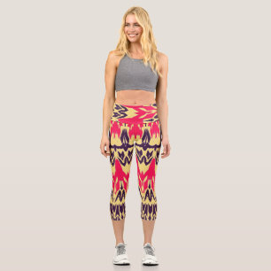 High Waisted Capris, Multicolor fabric pattern Cap Capri Leggings