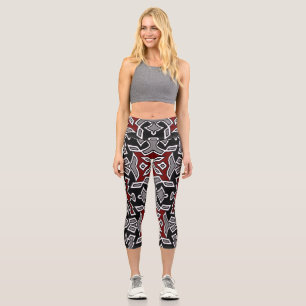 High Waisted Capris, Multicolor fabric pattern Capri Leggings