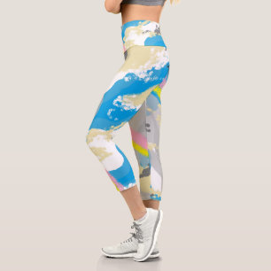 High Waisted Capris : Rain Bow