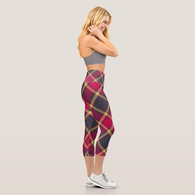 High Waisted Capris - Yoga Scottish Tartan (Right)