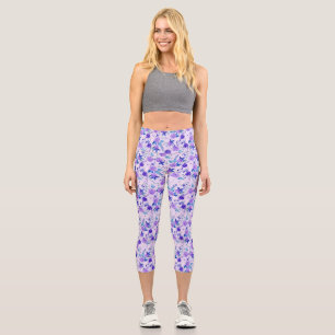 High Waisted Floral Capri Leggings