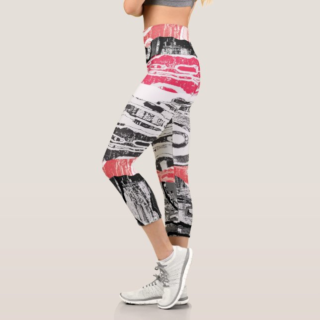 High Waisted Yoga Capris – Abstract Land (Left)