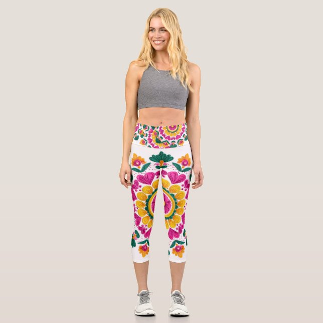 High Waisted Yoga Capris, XS (0-2) Capri Leggings (Front)