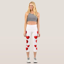 High Waisted Yoga Capris, XS (0-2) Red Heart shape