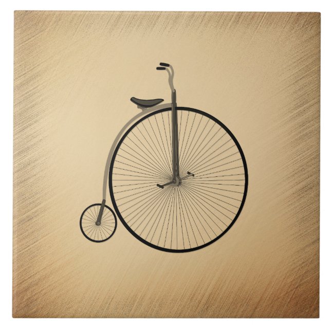High-Wheel Antique Bicycle Rustic Ceramic Tile (Front)