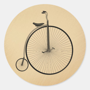 High-Wheel Antique Bicycle Rustic Classic Round Sticker
