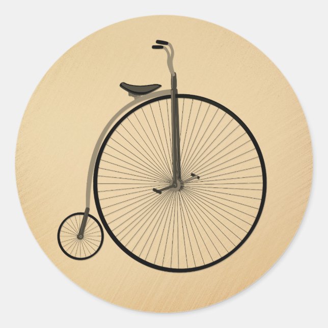High-Wheel Antique Bicycle Rustic Classic Round Sticker (Front)