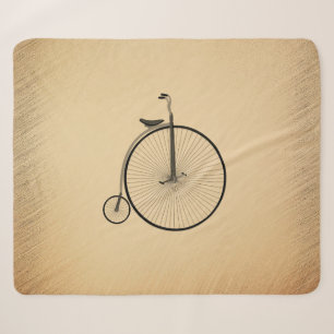 High-Wheel Antique Bicycle Rustic Sherpa Blanket