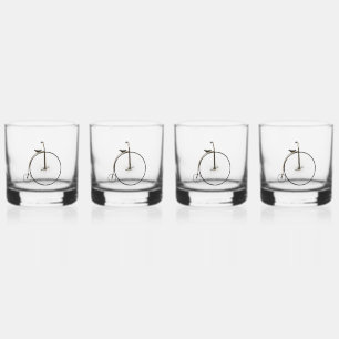 High-Wheel Antique Bicycle Whiskey Glass