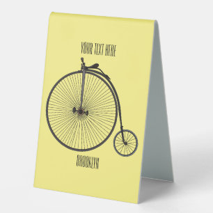 High wheel bicycle cartoon illustration