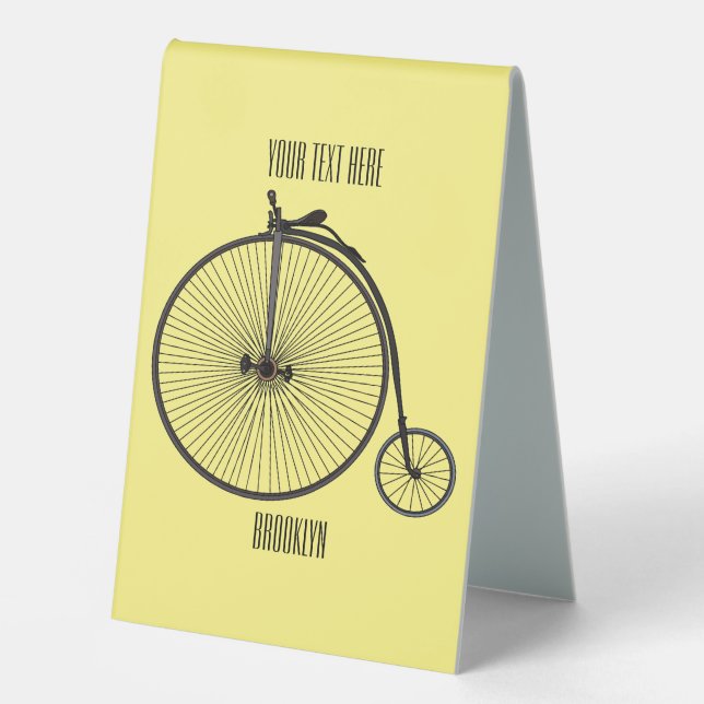 High wheel bicycle cartoon illustration (Front)