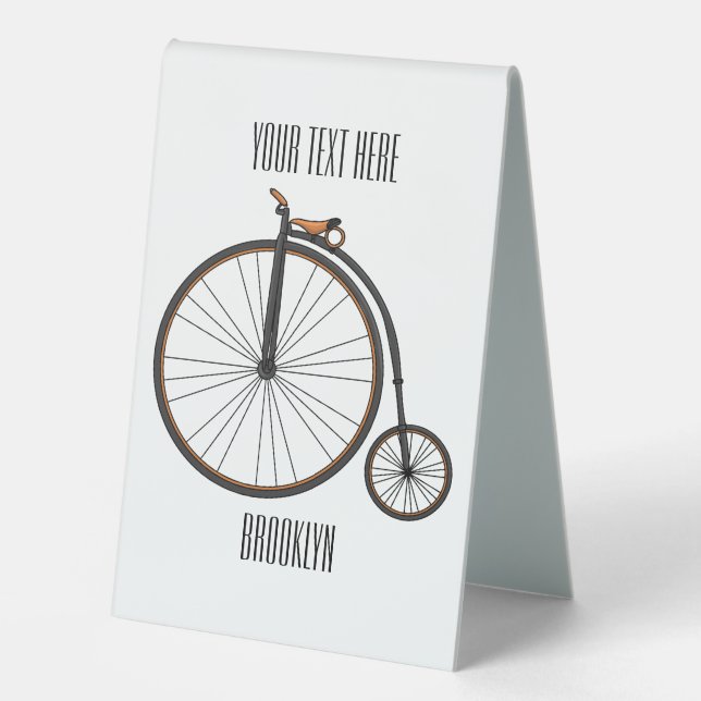 High wheel bicycle cartoon illustration (Front)