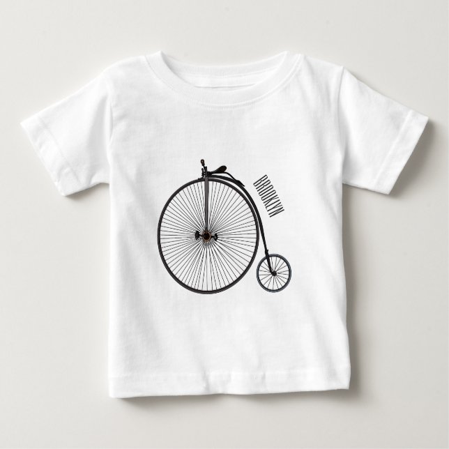 High wheel bicycle cartoon illustration baby T-Shirt (Front)