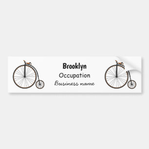 High wheel bicycle cartoon illustration bumper sticker