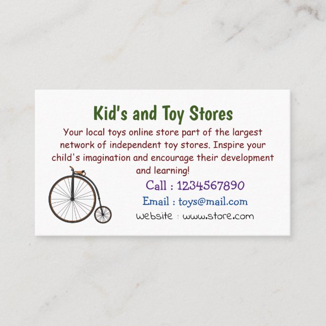 High wheel bicycle cartoon illustration  business card (Front)