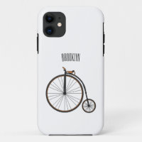 High wheel bicycle cartoon illustration