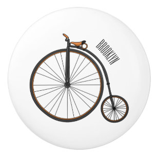 High wheel bicycle cartoon illustration ceramic knob