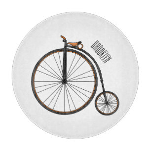 High wheel bicycle cartoon illustration cutting board