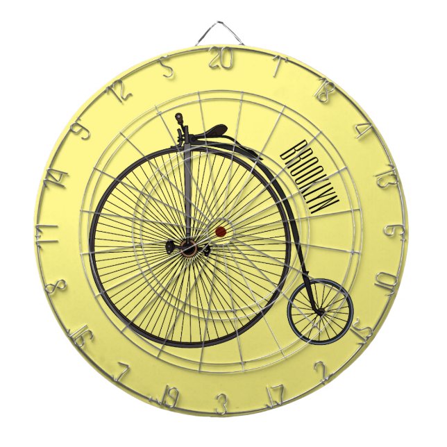 High wheel bicycle cartoon illustration dartboard (Front)