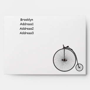 High wheel bicycle cartoon illustration envelope