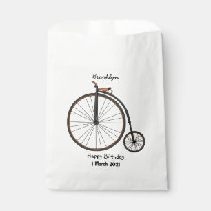 High wheel bicycle cartoon illustration  favour bag