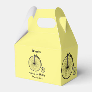 High wheel bicycle cartoon illustration favour box