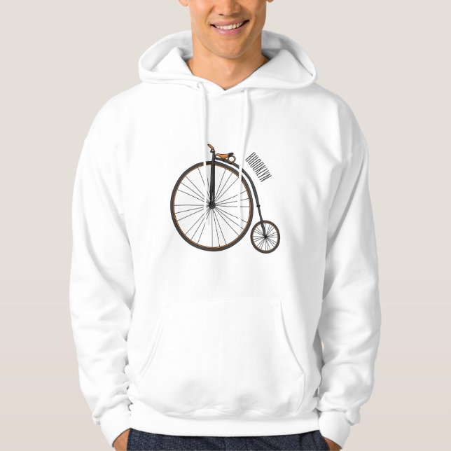 High wheel bicycle cartoon illustration  hoodie (Front)