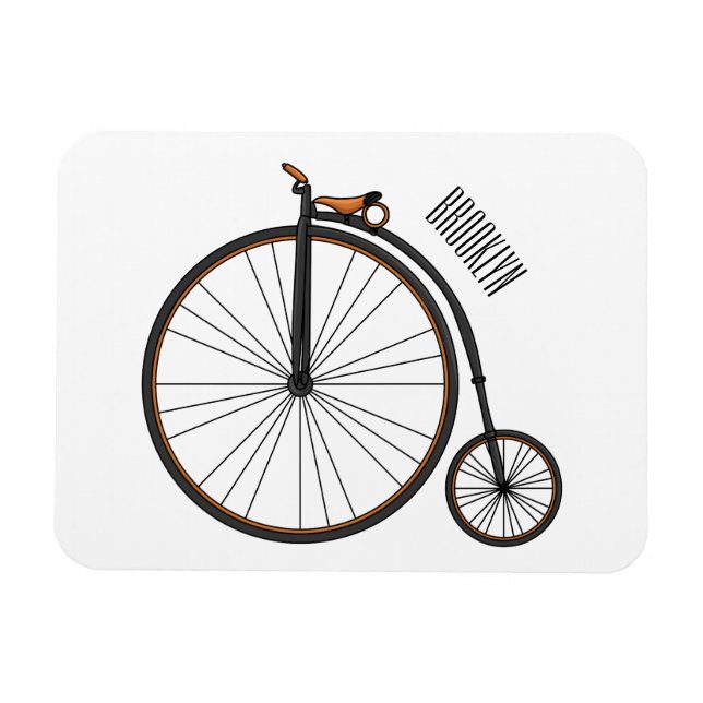 High wheel bicycle cartoon illustration  magnet (Horizontal)