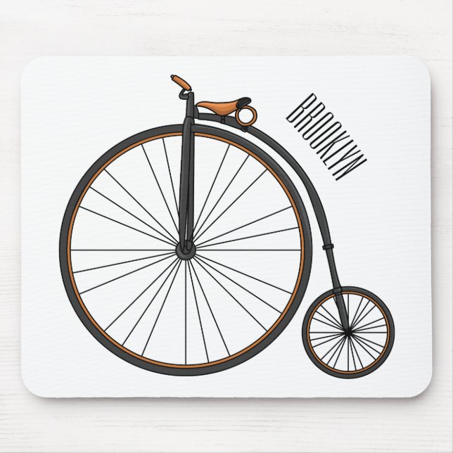 High wheel bicycle cartoon illustration mouse pad (Front)