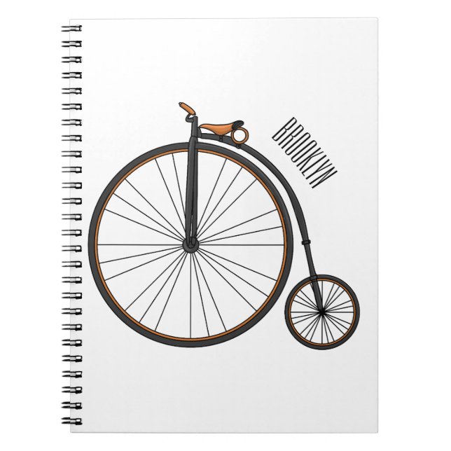 High wheel bicycle cartoon illustration  notebook (Front)